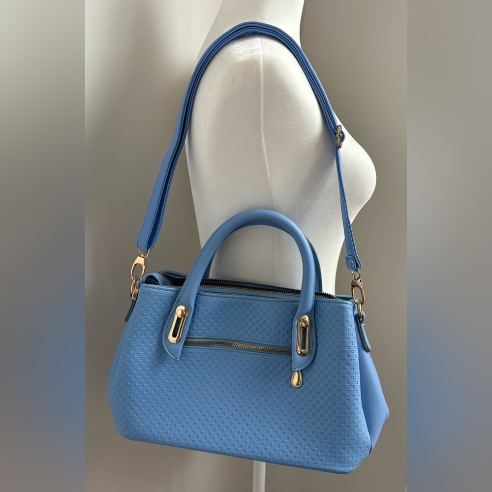 Classic Light Blue Purse with Silver Accents